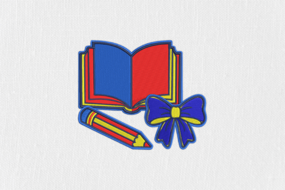 Books and Bow Back to School Embroidery