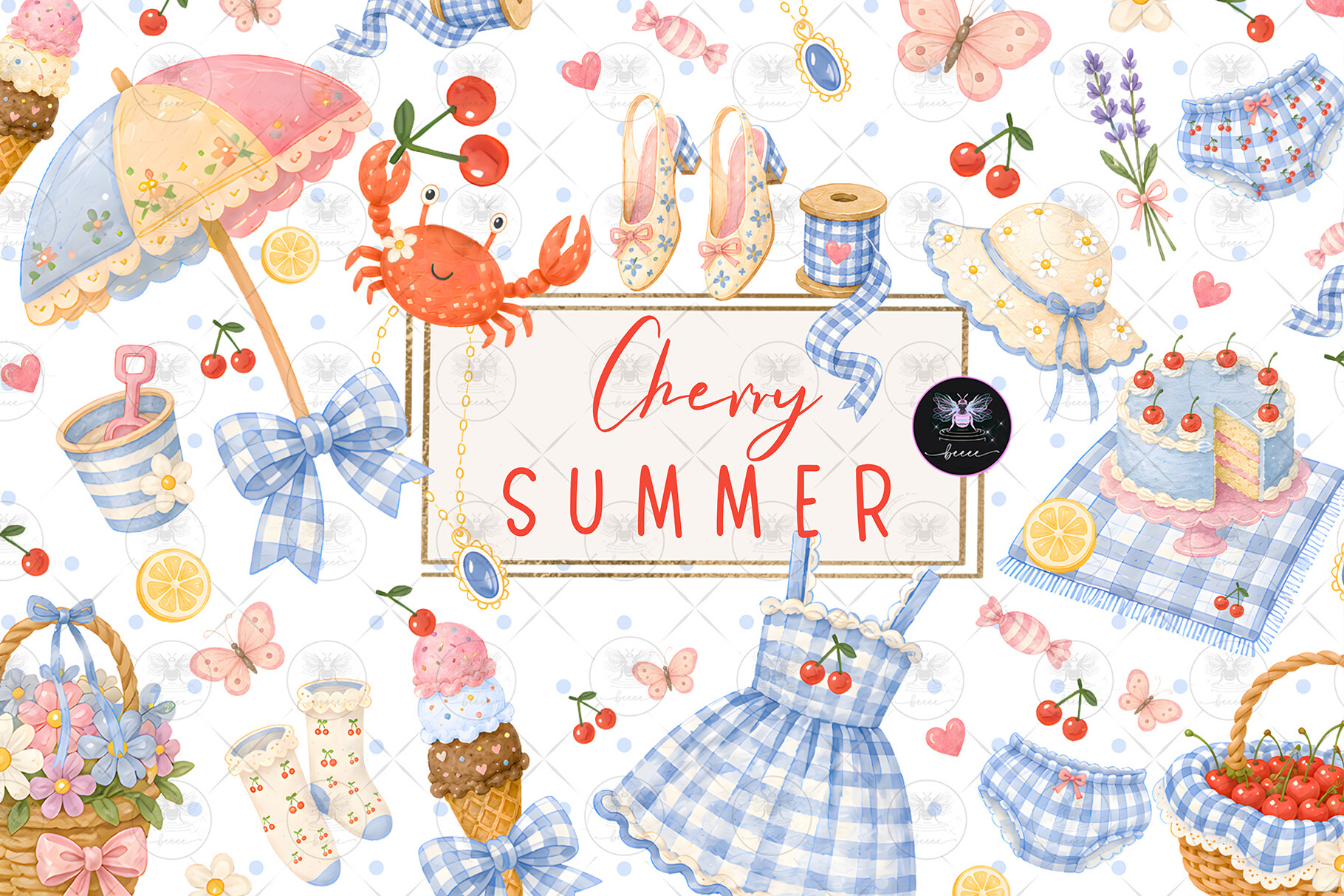 Cherry Summer Sea Party Clipart