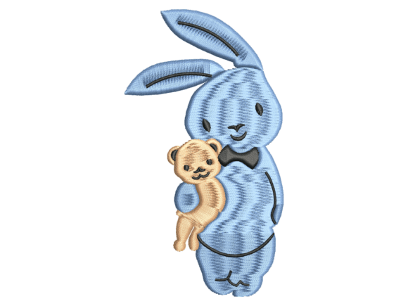 Cute Bunny Hugging Teddy Bear