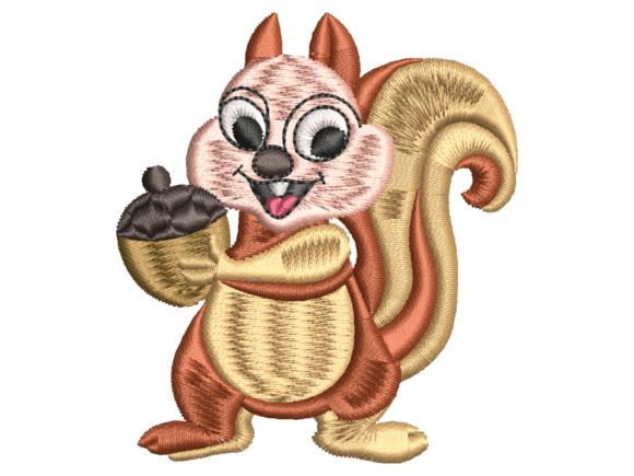 Cute Squirrel Holding Acorn Design