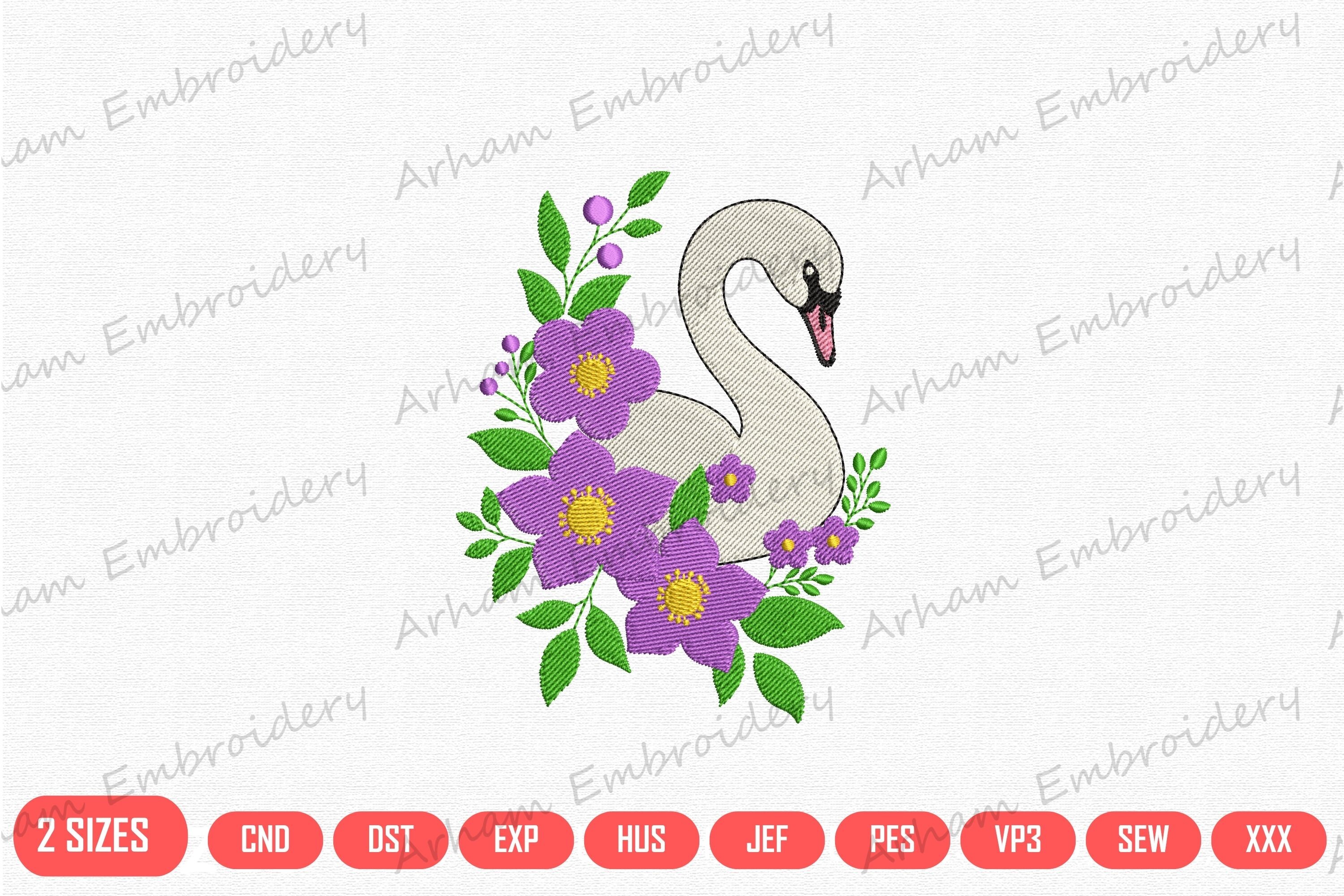 Elegant Swan Floral Garden Beauty