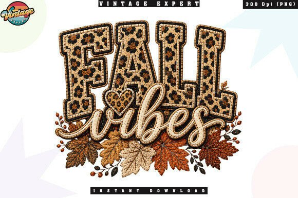 Fall Vibes Leopard Autumn PNG