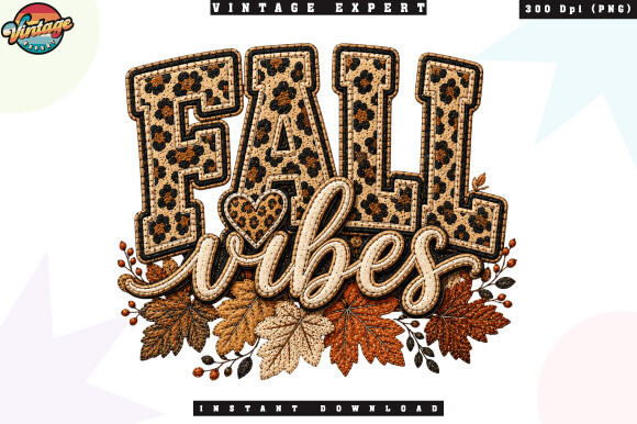 Fall Vibes Leopard Autumn PNG