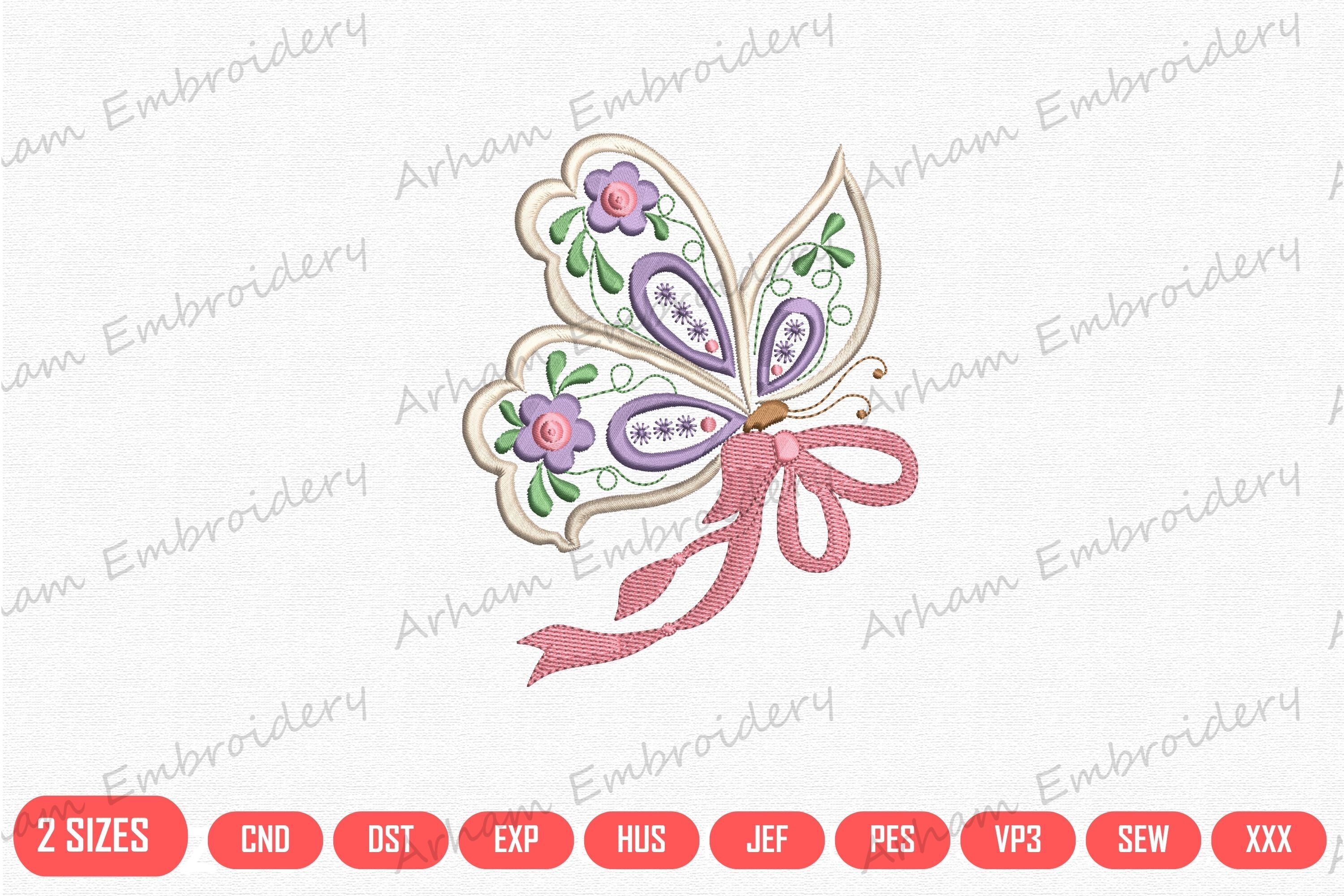 Floral Butterfly with Ribbon Elegance