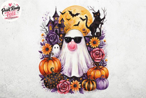 Ghost Blowing Bubble Gum Halloween PNG Graphic by PrintReadyTees ...