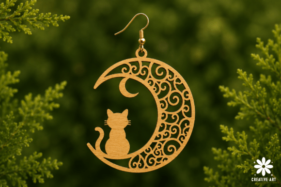 Halloween Cat Earrings Laser Cut SVG