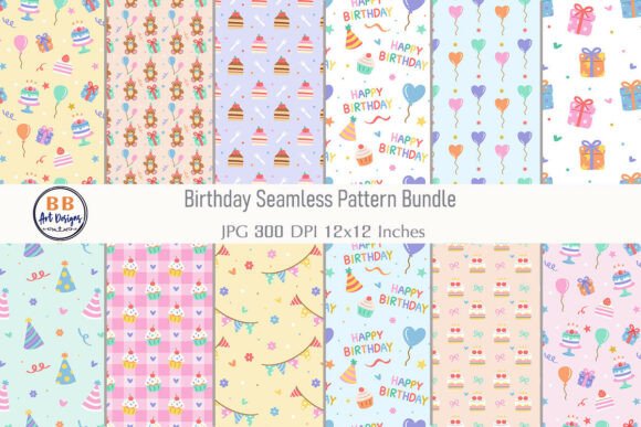 Happy Birthday Pattern Digital Paper
