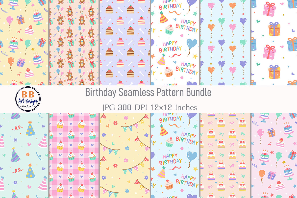Happy Birthday Pattern Digital Paper