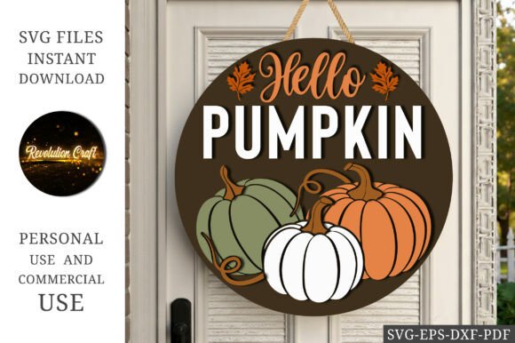 Hello Pumpkin Fall Sign SVG