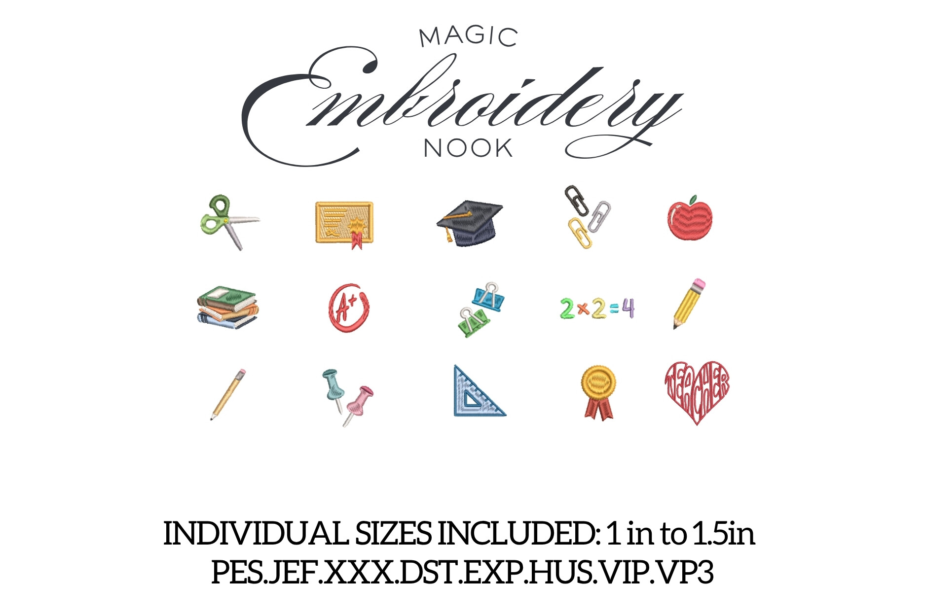 Mini Teacher Embroidery X 15 Designs