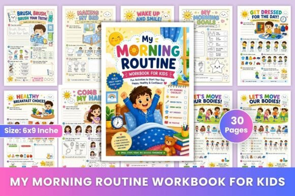My Morning Routine Workbook for Kids Graphic by KDPMart · Creative Fabrica