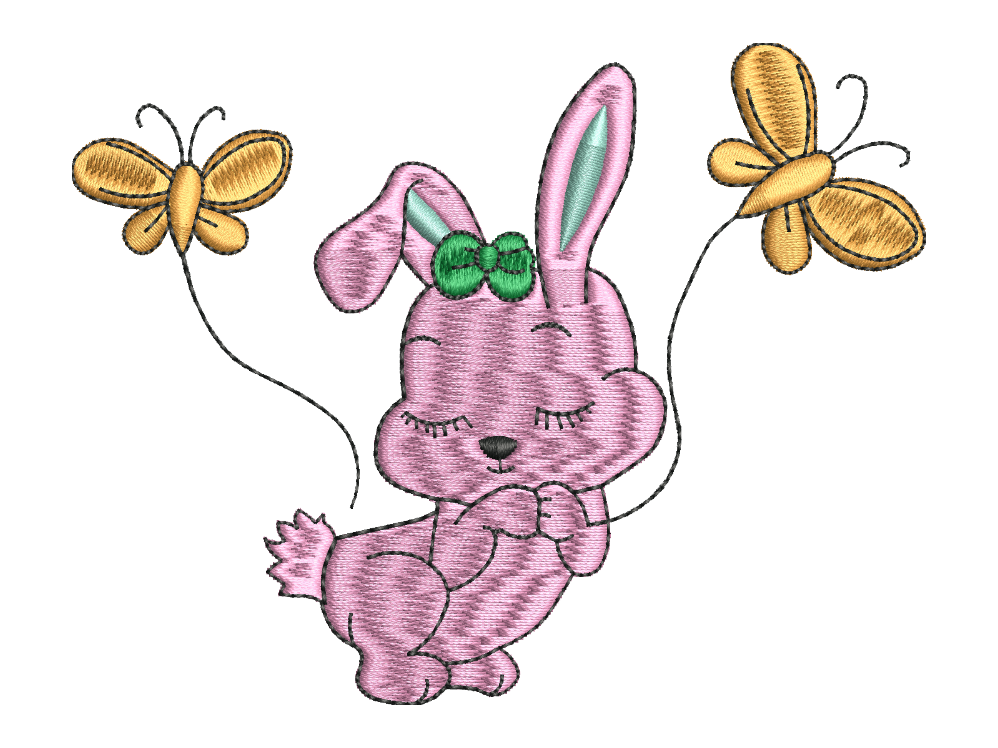 Pink Bunny with Butterflies