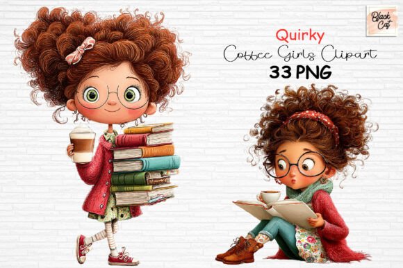 Quirky Coffee Girls Clipart PNG Graphic by Black Cat · Creative Fabrica