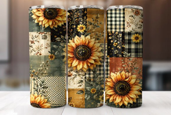 Rustic Sunflower Plaid 20oz Tumbler Wrap