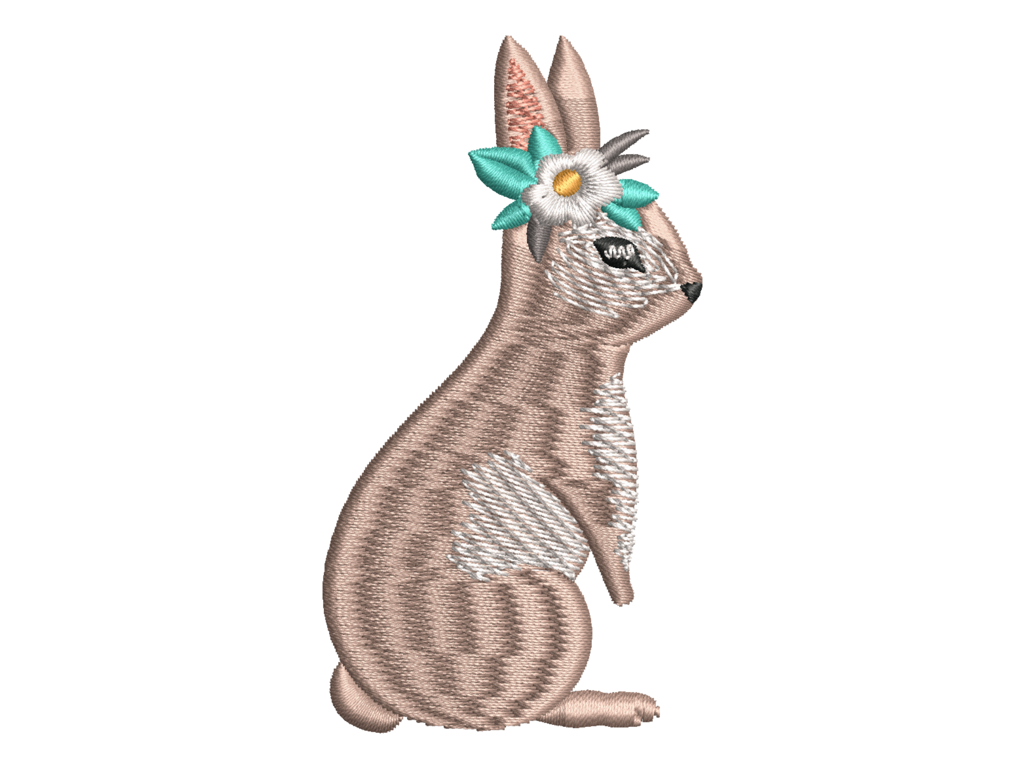 Sitting Bunny with Daisy Crown Embroider
