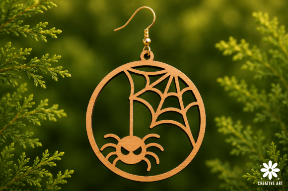 Spider Web Earrings SVG, Laser Cut Files