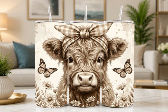 Vintage Highland Cow Tumbler Wrap