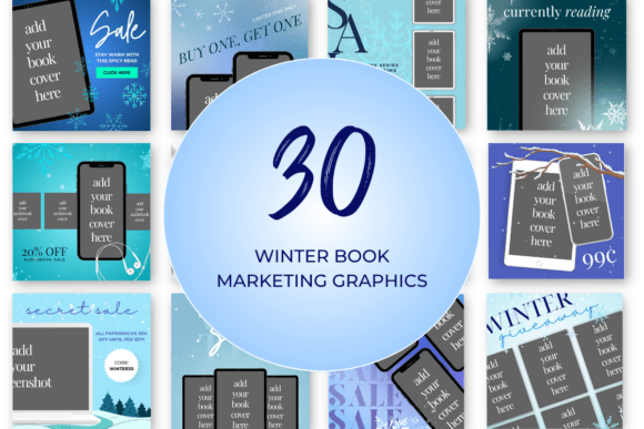 Winter Book Marketing Canva Templates Graphics