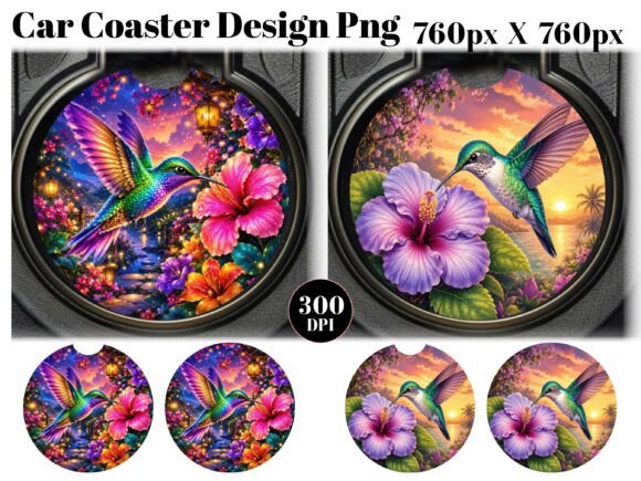 Cute Hummingbird Car Coaster PNG
