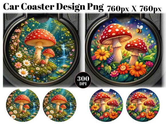 Mushrooms Car Coaster PNG