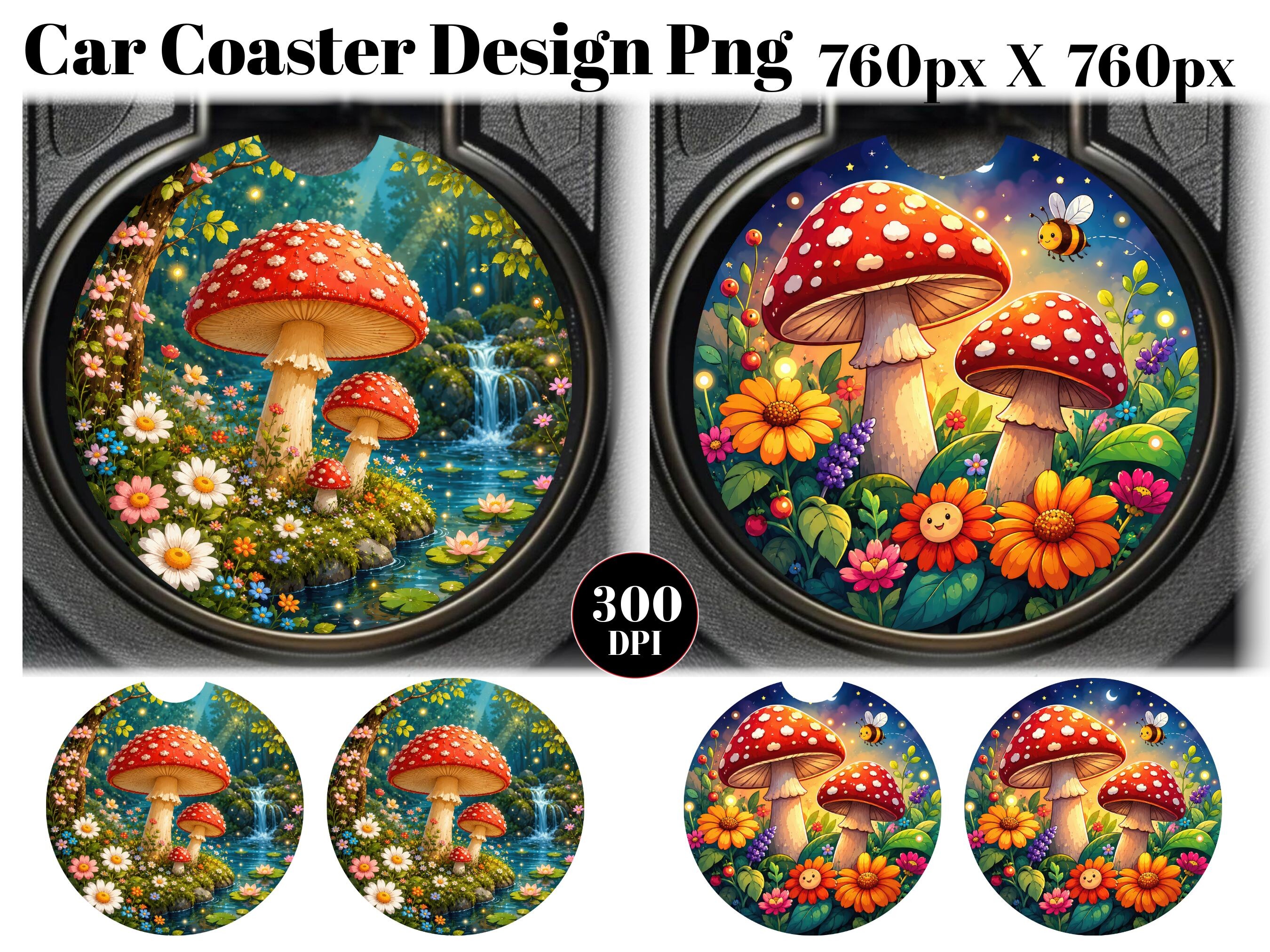 Mushrooms Car Coaster PNG