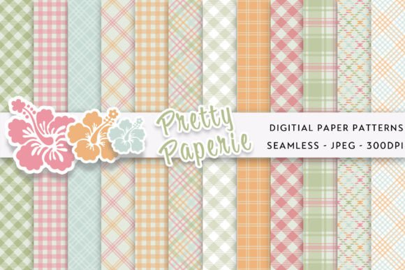 12 Plaid Digital Paper Backgrounds