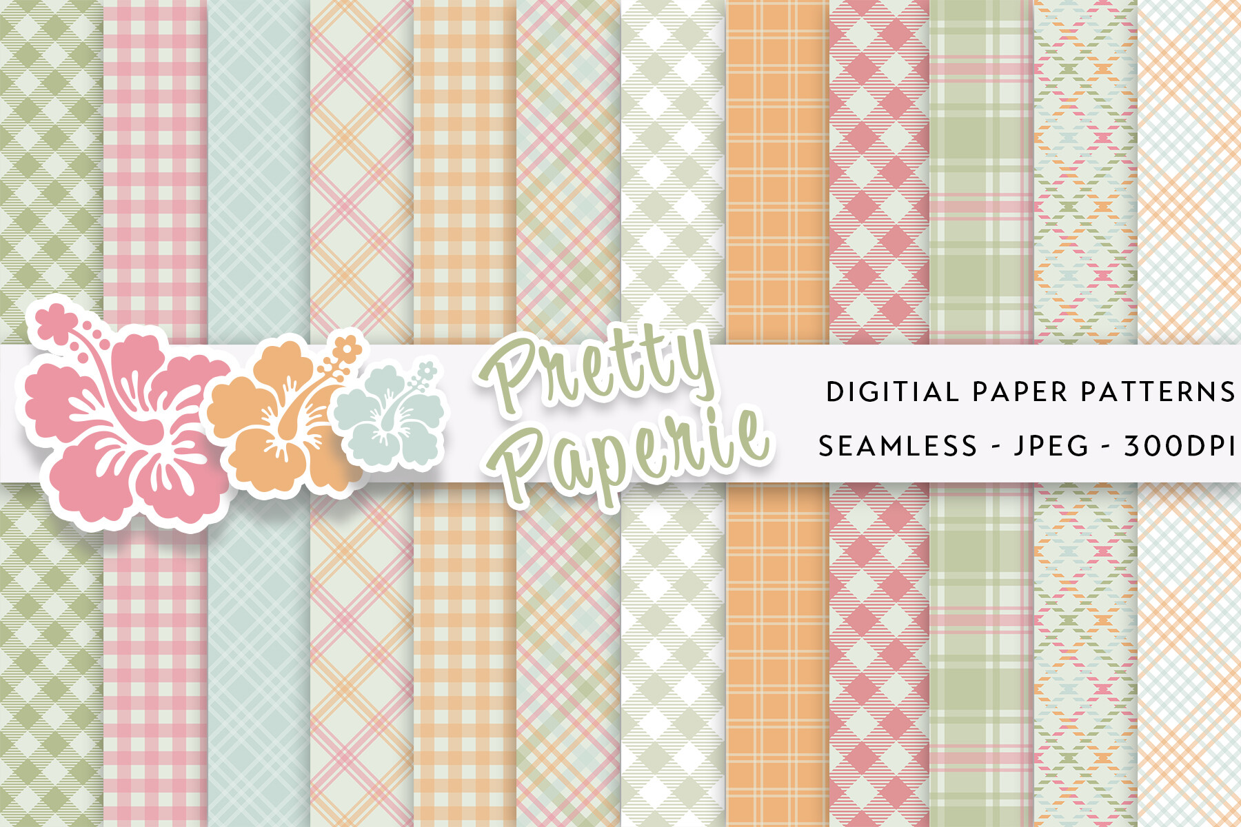 12 Plaid Digital Paper Backgrounds