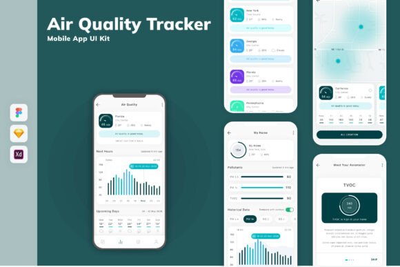 Air Quality Tracker Mobile App UI Kit