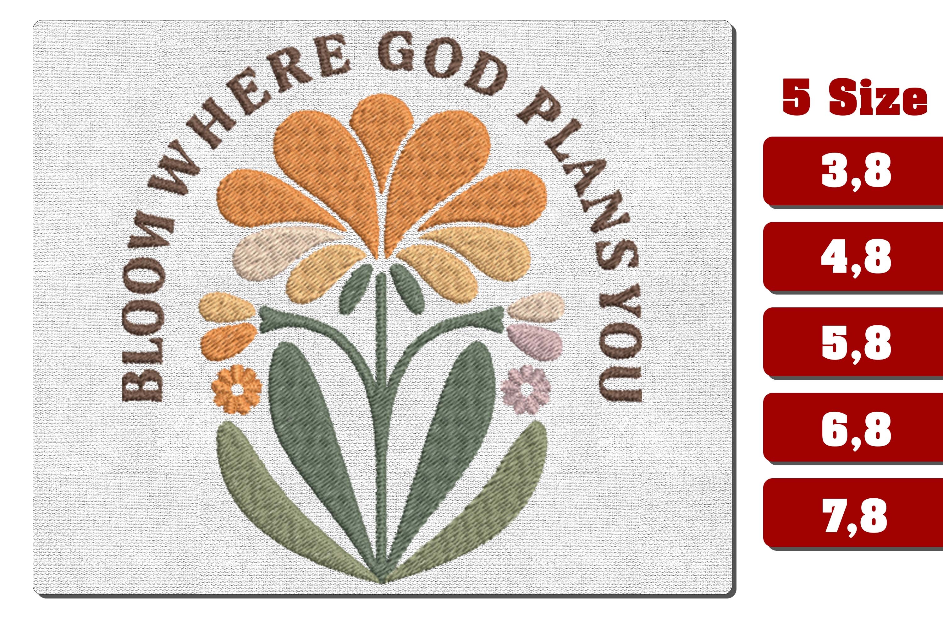 Bloom Where God Plans You Embroidery Des