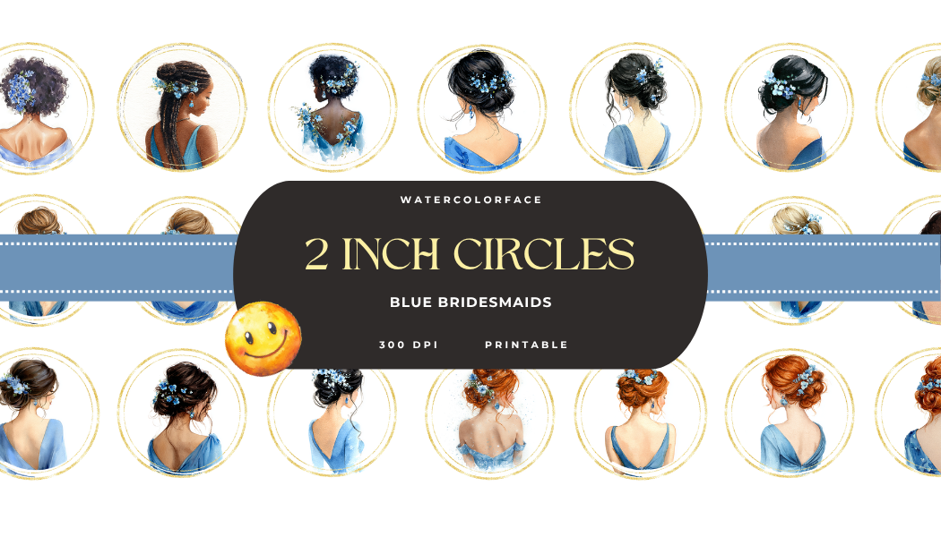 Bridesmaids 2 Inch Circles – Blue Floral