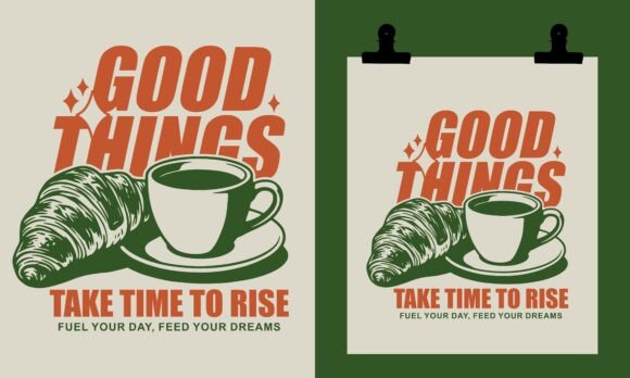 Coffee and Croissant Cafe Poster Design