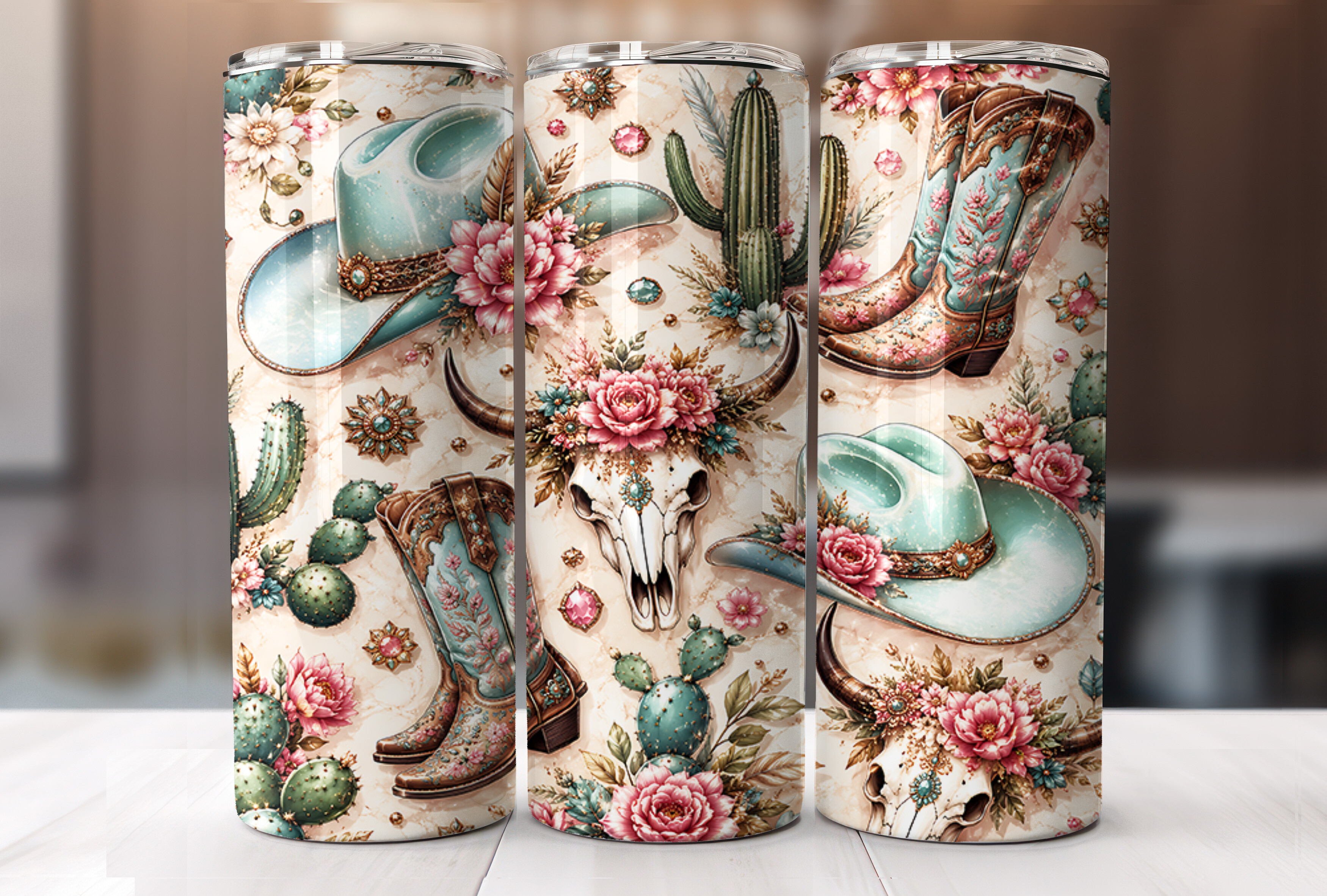 Cowgirl Western 20oz Tumbler Wrap PNG