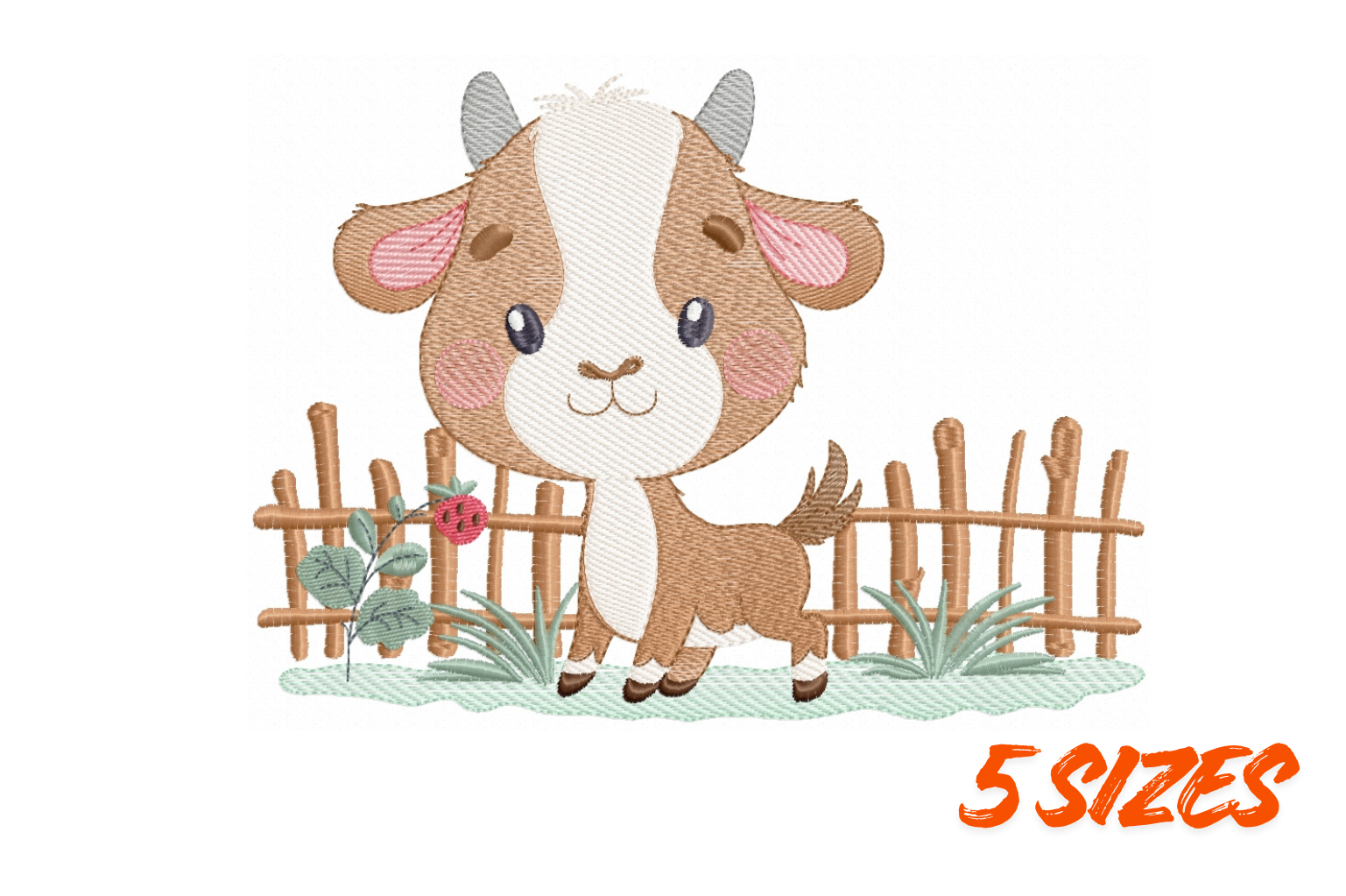 Cute Baby Goat Embroidery Design File