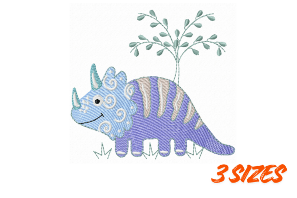 Cute Dino Embroidery Design for Nursery