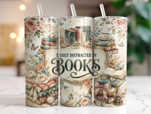 Easily Distracted by Books Tumbler Wraps