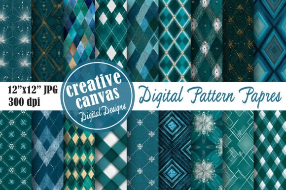Elegant Diamond Plaid Digital Paper Graphic Patterns By Creative Canvas