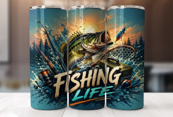 Fishing Life Tumbler Wraps Sublimation