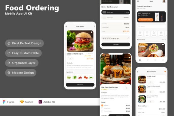 Food Ordering Mobile App UI Kit