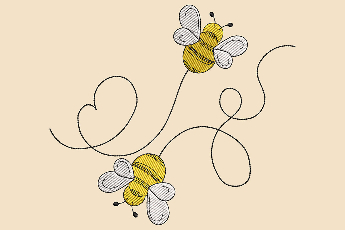 Honey Bee Love Embroidery Design