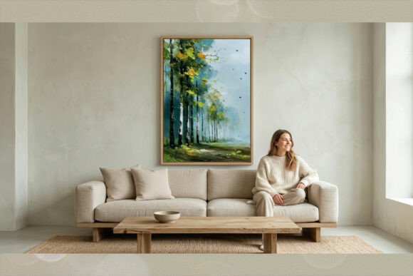 Misty Birch Forest Impressionist Wallart