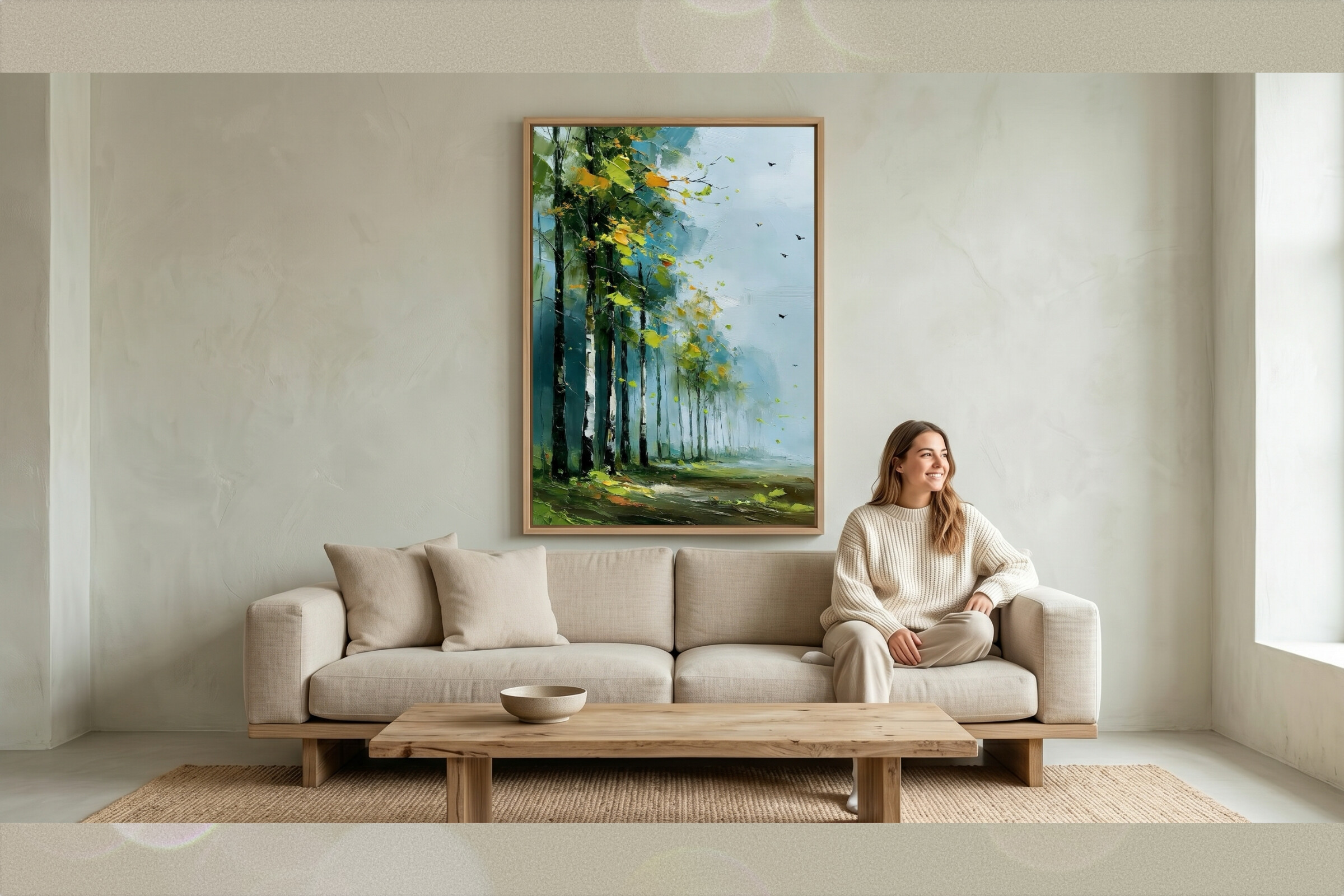 Misty Birch Forest Impressionist Wallart