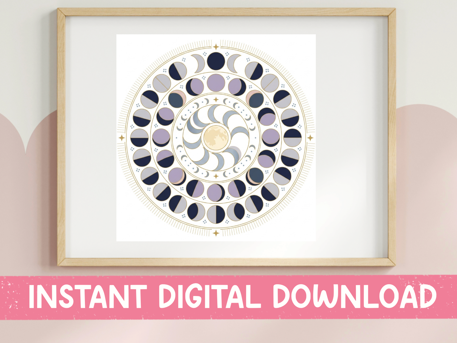 Moon Phase Mandala Celestial Circle Art