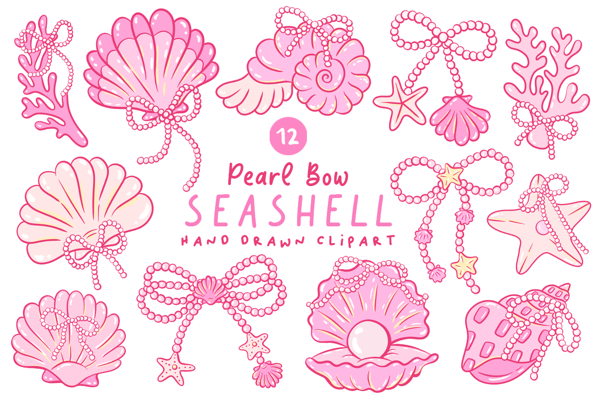 Pearl Bow Seashell PNG Clipart Bundle Graphic by Lemon.design ...