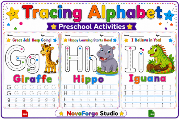 Preschool Alphabet G-H-I Worksheets