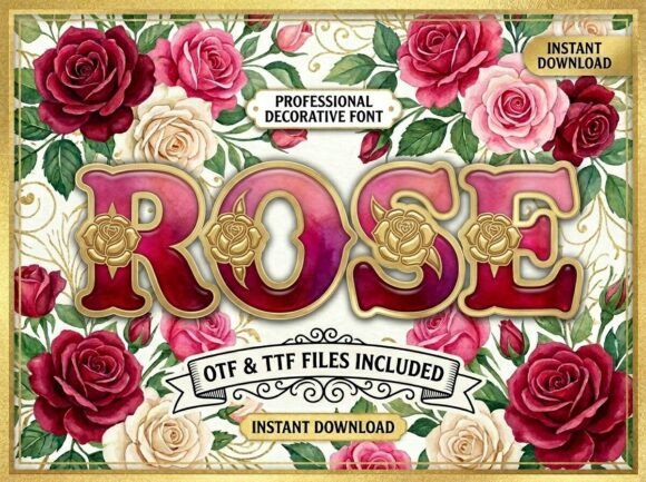 Preview specimen of Rose decorative font