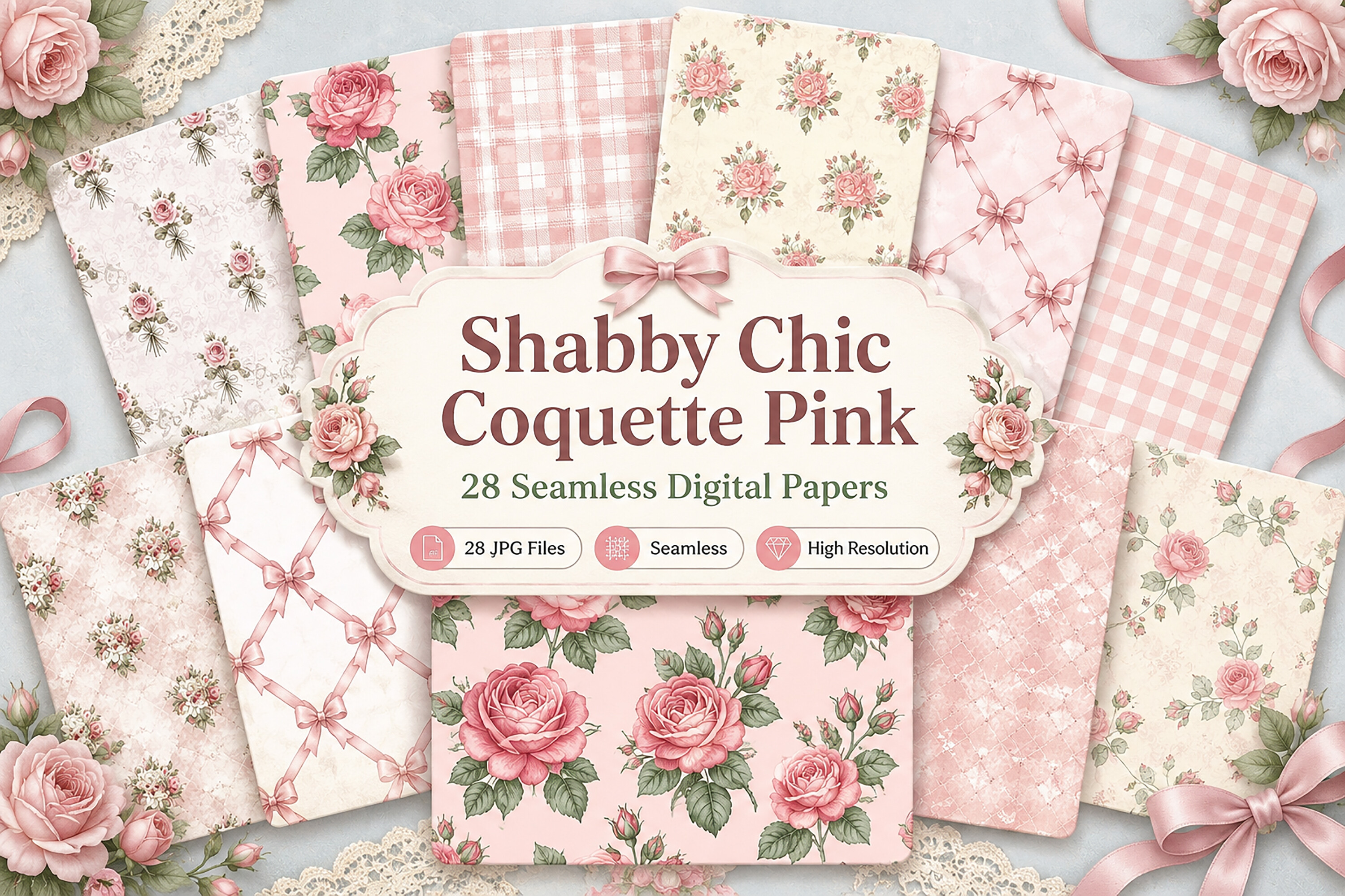 Shabby Chic Coquette Pink Digital