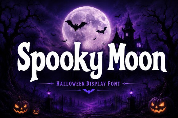 Spooky Moon Font: Haunting Halloween Display Typeface with Eerie Curves