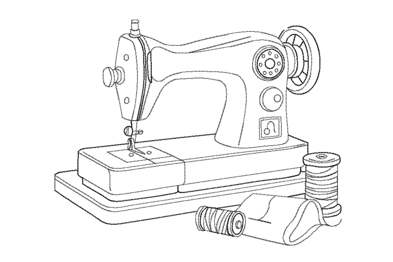 Vintage Sewing Machine Outline