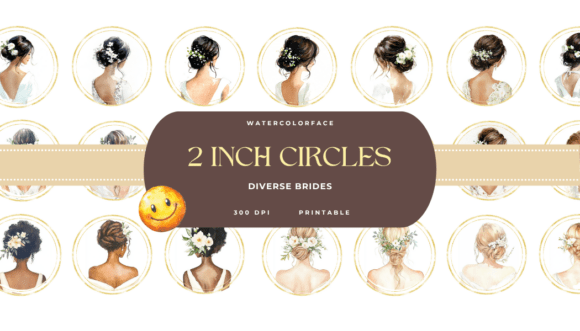 Watercolor Bridal 2 Inch Circle Ephemera