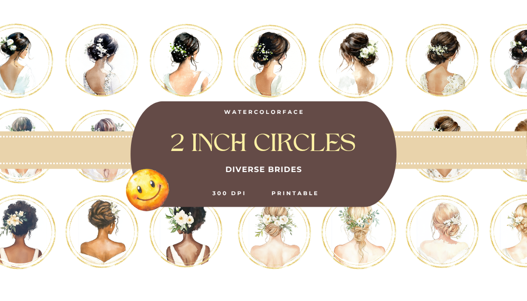 Watercolor Bridal 2 Inch Circle Ephemera